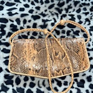 Elegant Brown Snakeskin Clutch